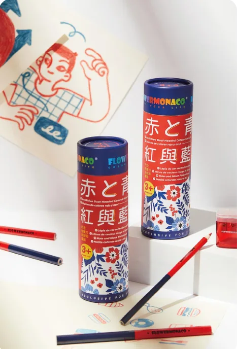 RED-AND-BLUE COLOURED PENCILS — catalogue item PRD-02